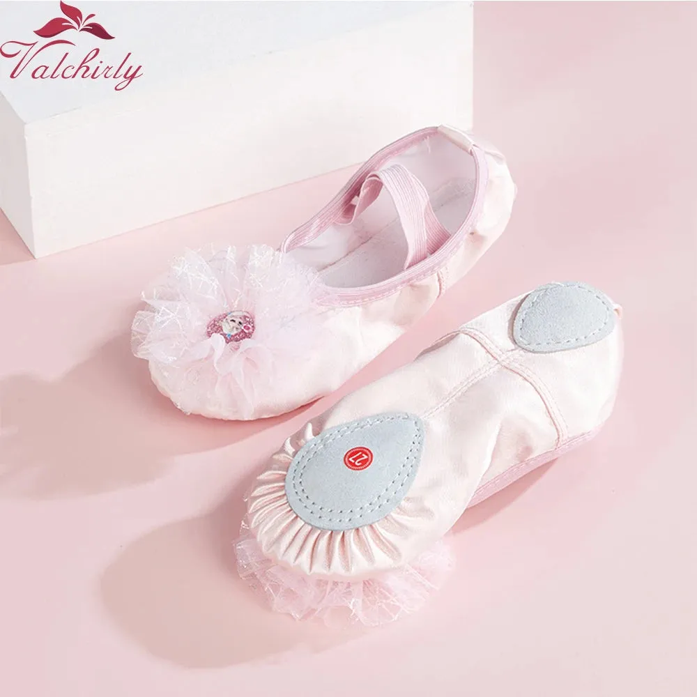 Satin Ballet Dance Shoes Dance Slippers Children Ballerina Practice Pink Ballet Dancing Training Use