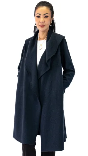 Shawl Collared Merino Coat - Night