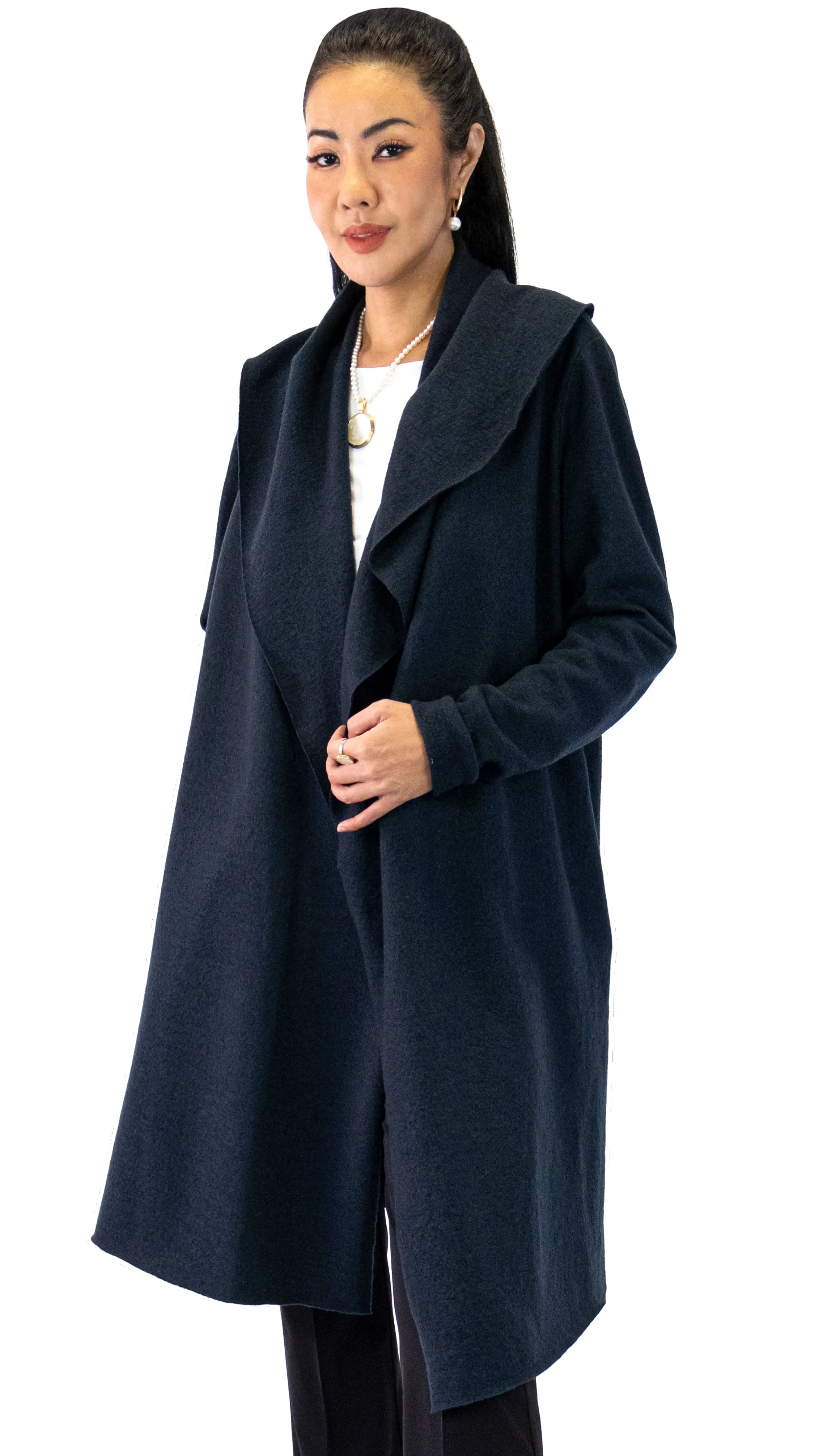 Shawl Collared Merino Coat - Night