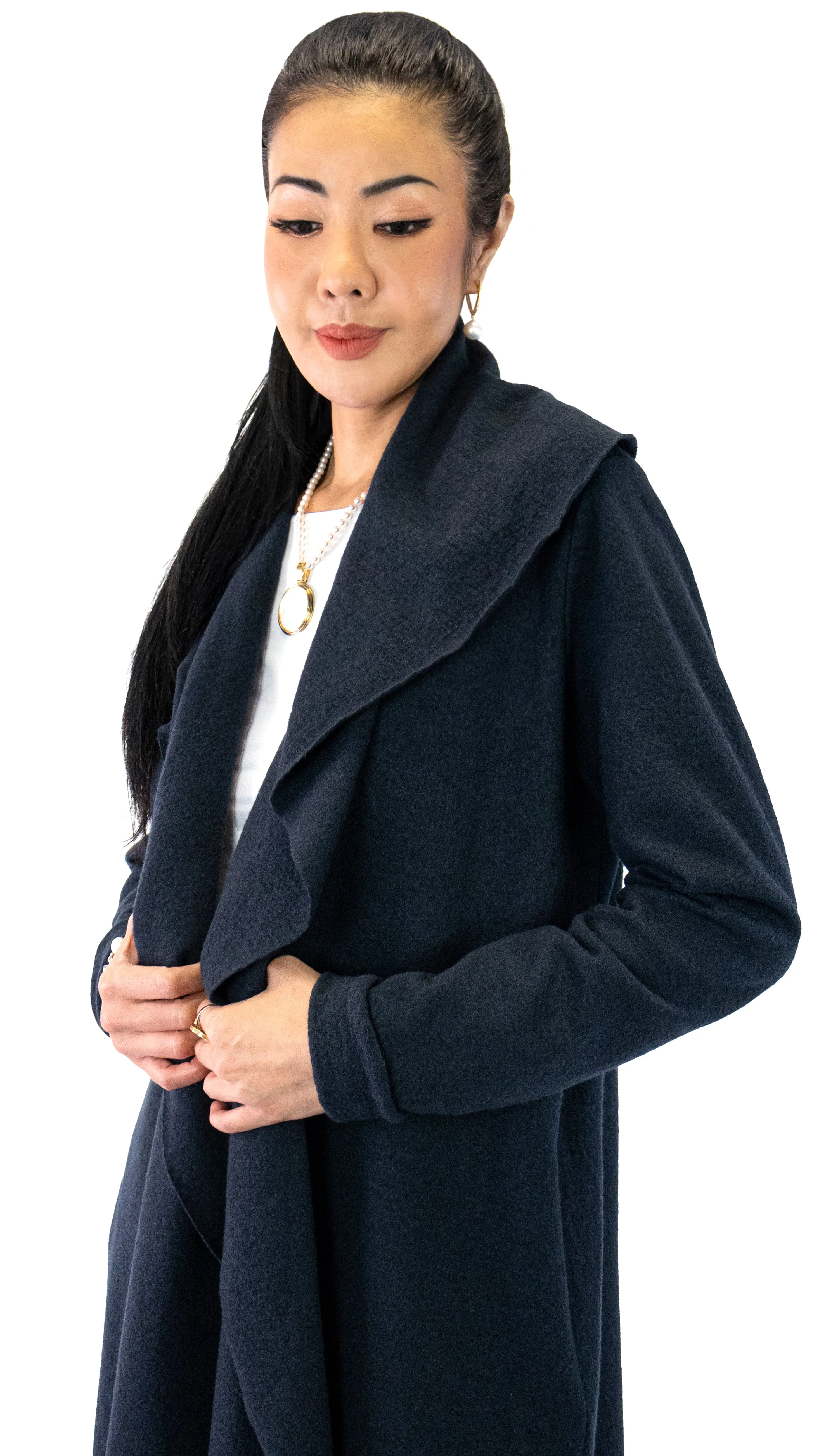 Shawl Collared Merino Coat - Night