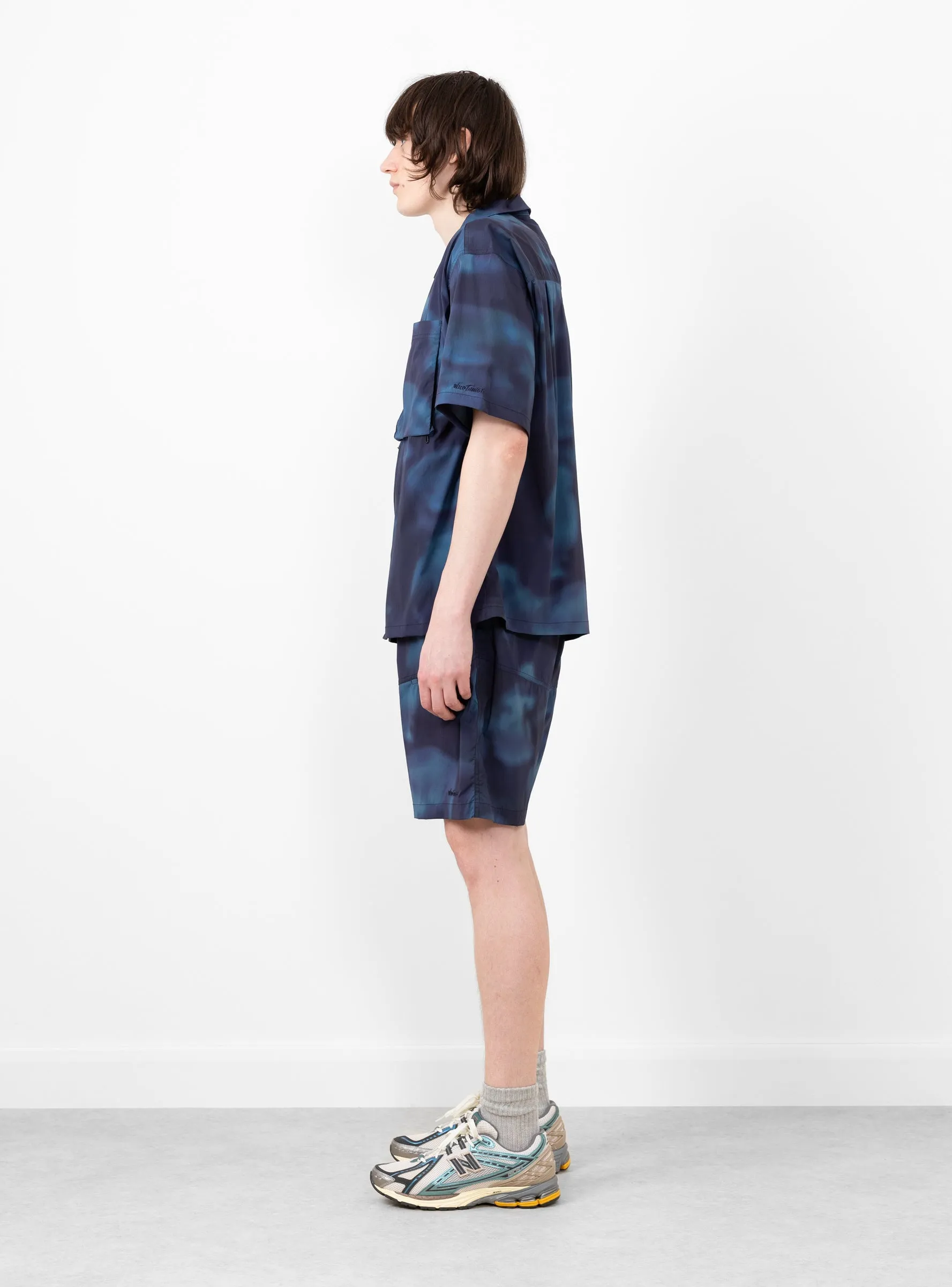 Short Sleeve Camp Shirt Nature Mosaic Blue