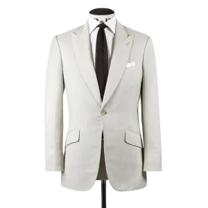 Single Breasted Peak Lapel Suit in Natural Linen