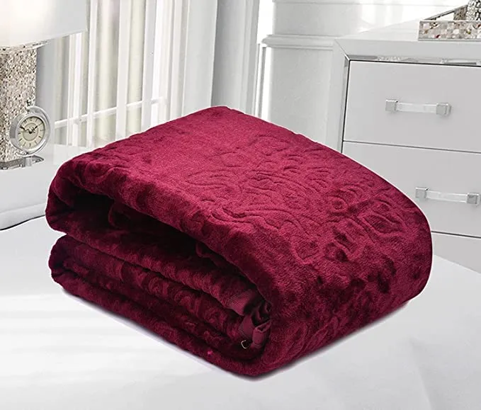 SK STORE Single Bed Blanket Mink Blanket for Heavy Winter Ac Solid Single Bed Blanket Super Soft Light Winter Blanket (Wine, Single Bed)