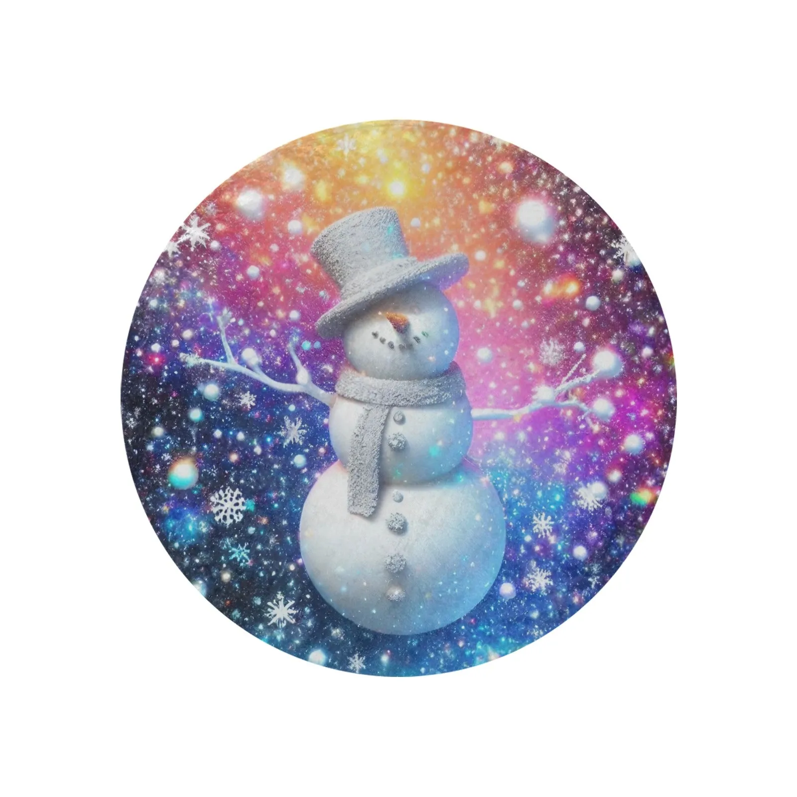 Snowman Circular Micro Fleece Blanket