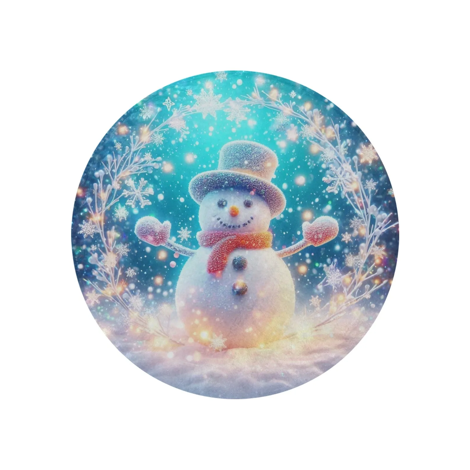 Snowman Circular Micro Fleece Blanket