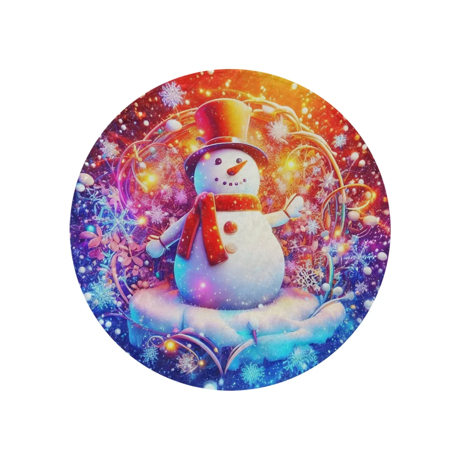 Snowman Circular Micro Fleece Blanket