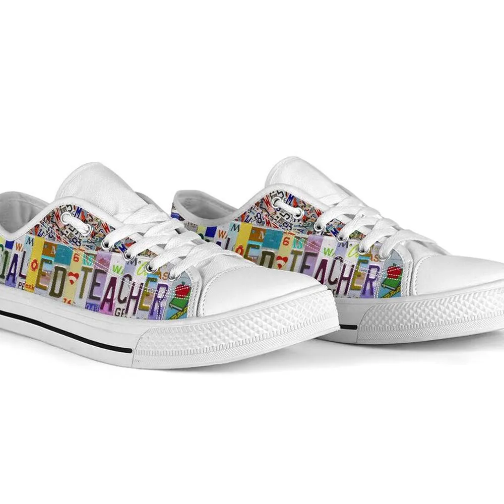 Special Ed Teacher License Plates Low Top Shoes, Teacher Shoes, Low Top Sneakers