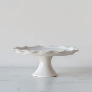 Stoneware Cake Stand with Ruffled Edge