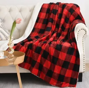 Super Soft Sherpa Plush Throw Blanket, Warm Reversible Flannel Blanket For Couch Bed