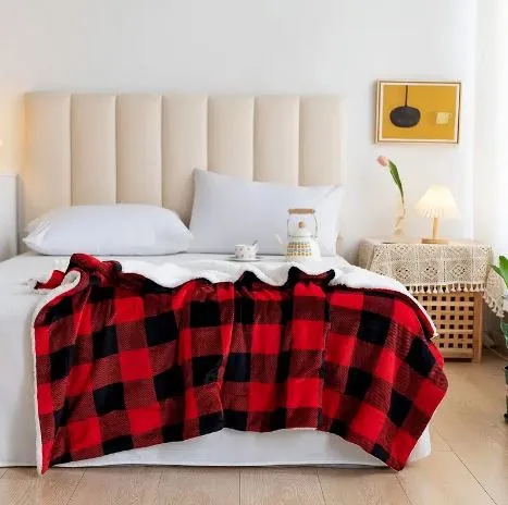 Super Soft Sherpa Plush Throw Blanket, Warm Reversible Flannel Blanket For Couch Bed