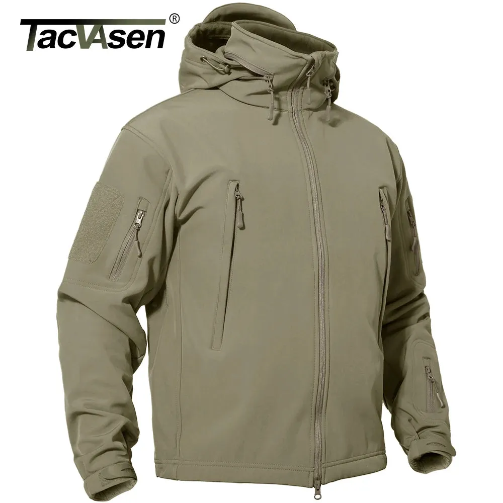 TACVASEN Men's Tactical Softshell Winter Jacket Waterproof Fleece Windbreaker