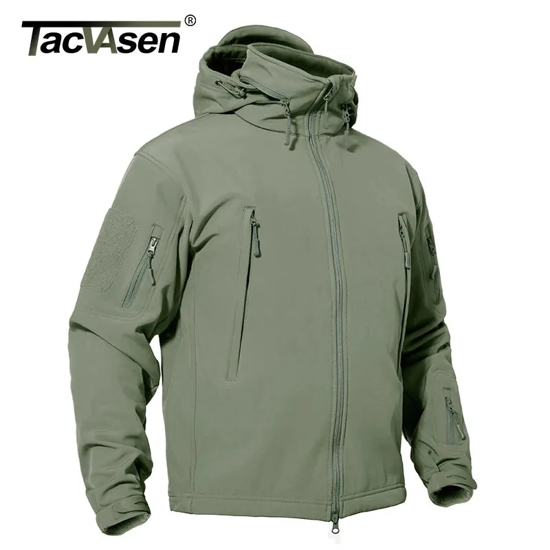 TACVASEN Men's Tactical Softshell Winter Jacket Waterproof Fleece Windbreaker