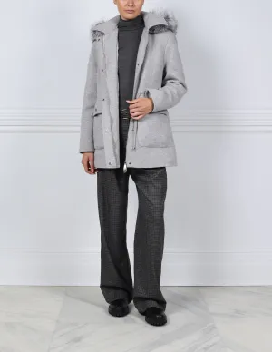 The Sammie Wool Puffer Anorak with Detachable Silver Fox Trimmed Hood