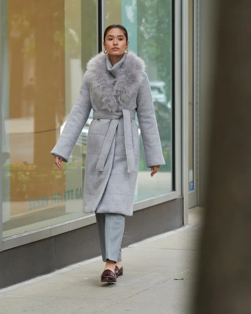 The Tessa Wool Puffer Coat with Shearling Collar