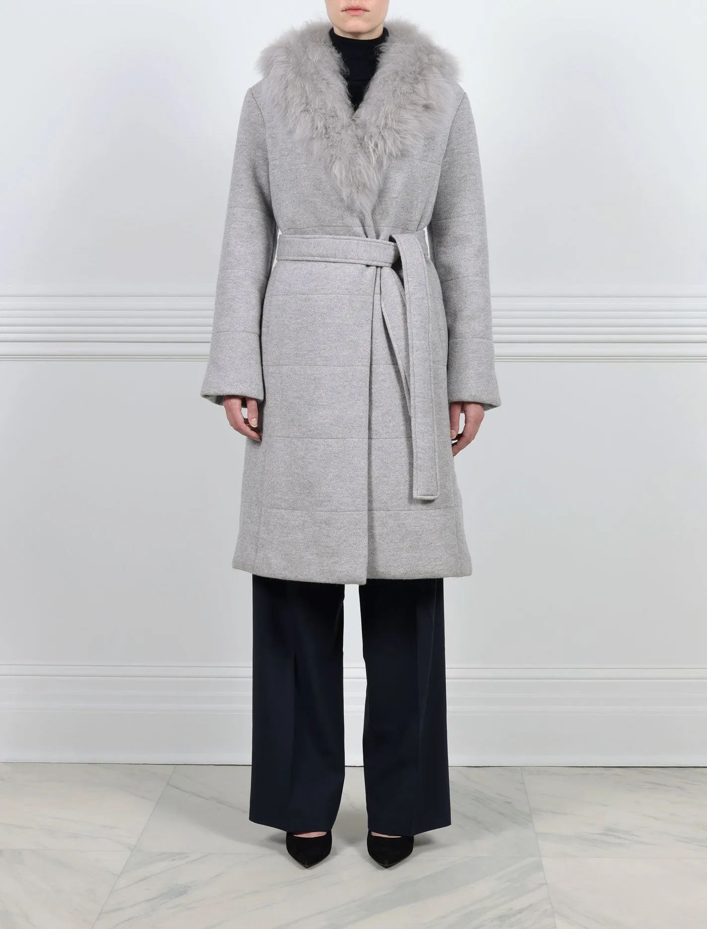 The Tessa Wool Puffer Coat with Shearling Collar