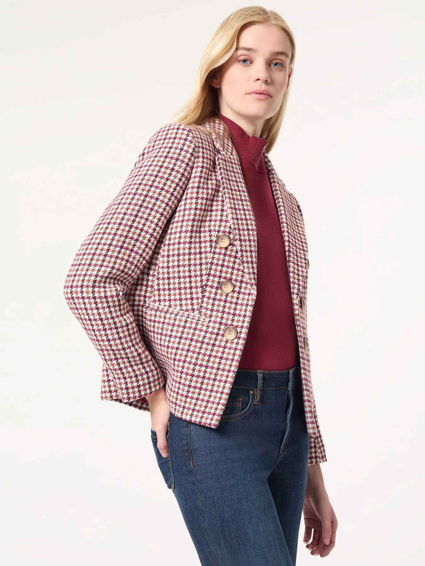 Tweed Faux Double-Breasted Jacket