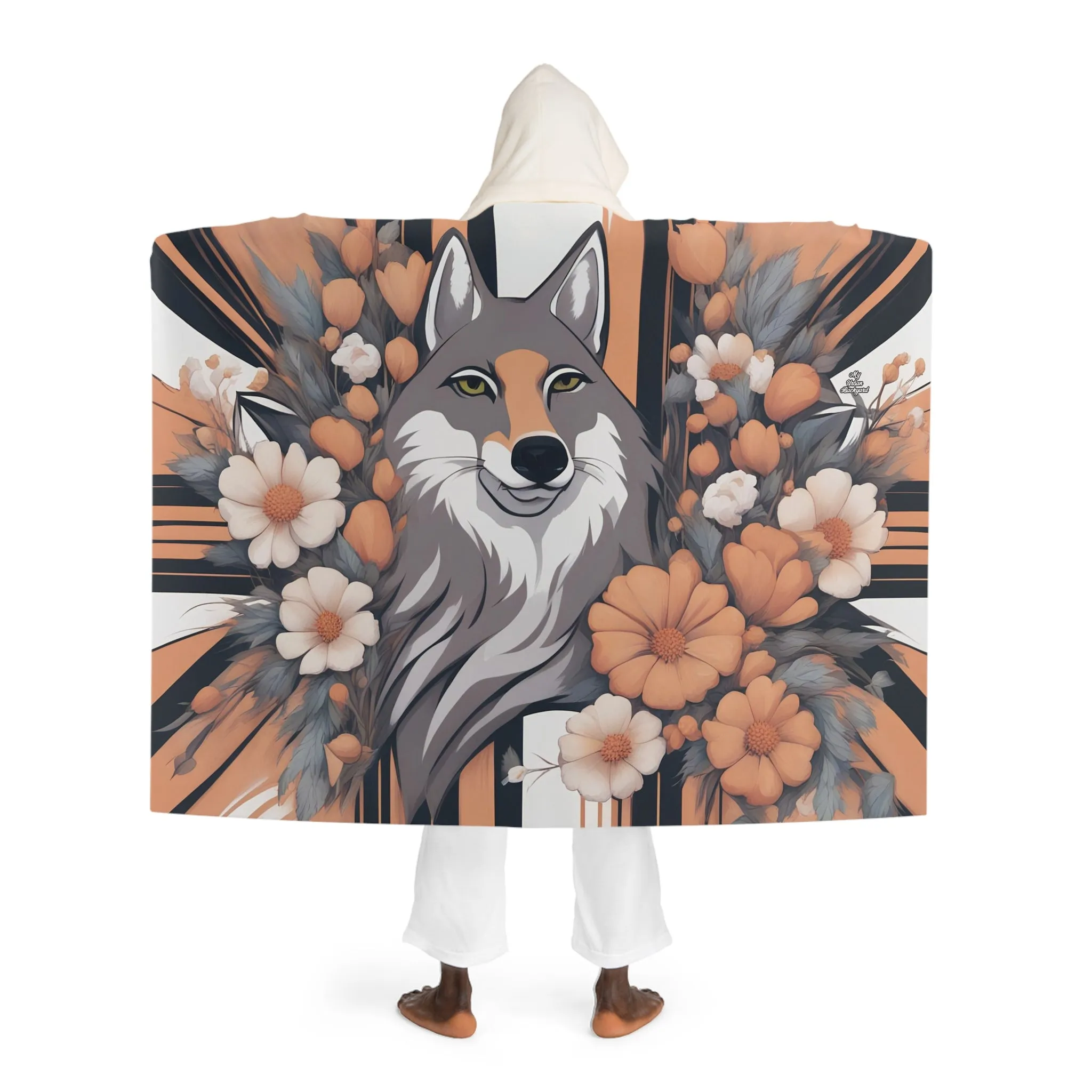 Urban Coyote, Cozy Hooded Sherpa Fleece Blanket