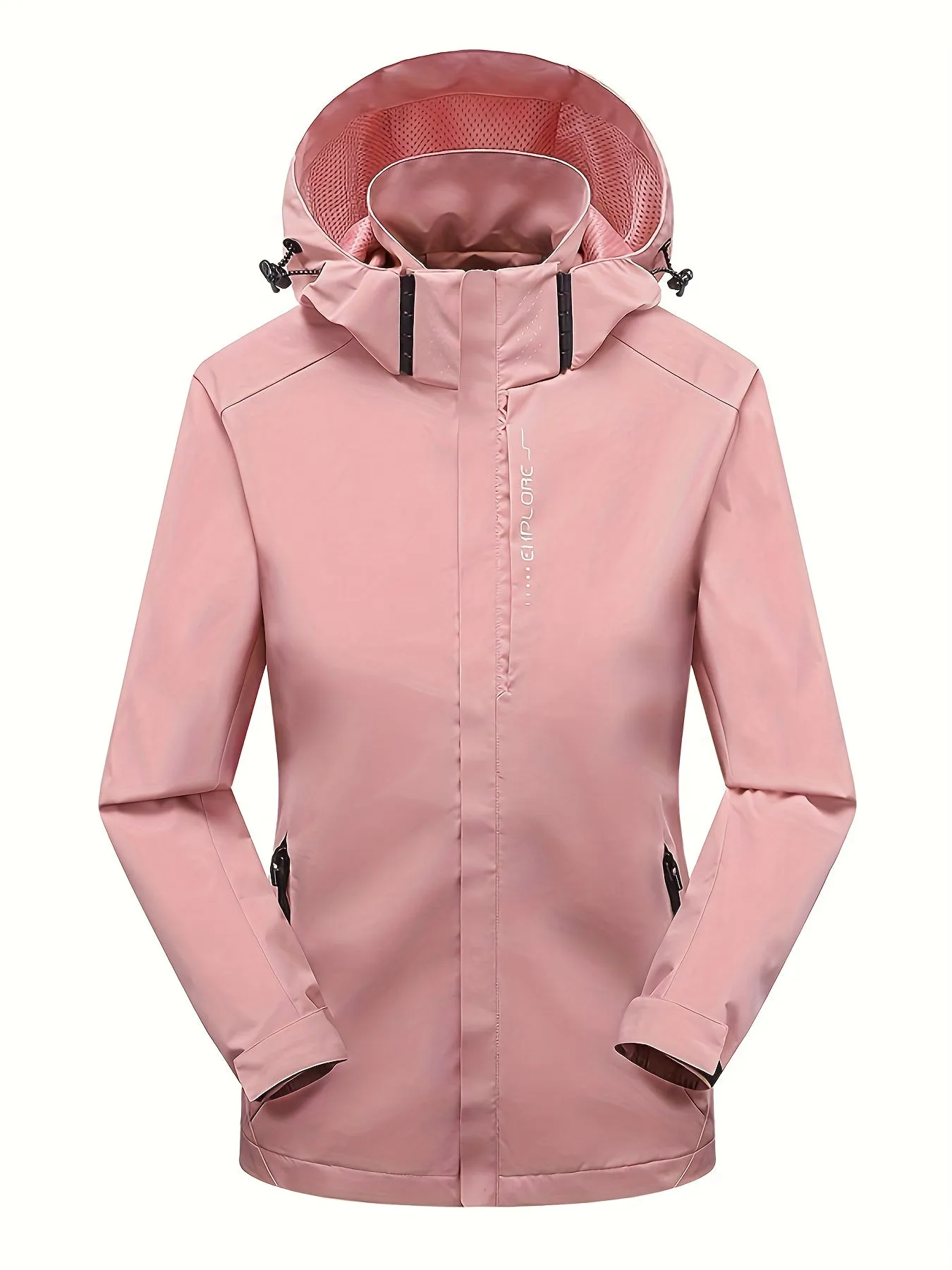 Waterproof Outdoor Jacket - Fully Rainproof and Windproof with Long Sleeves, Zipper Pockets, and Adjustable Hood - Perfect for Casual Womens Outdoor Activities