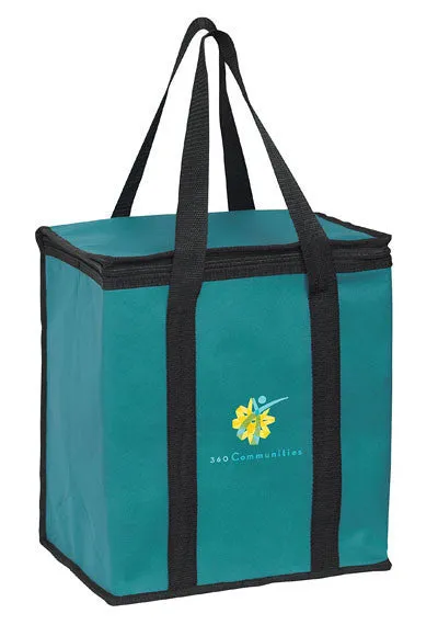 Wholesale Insulated Non Woven Tote Bag with Square Zippered Top & Poly Board Insert - Y2KC1213