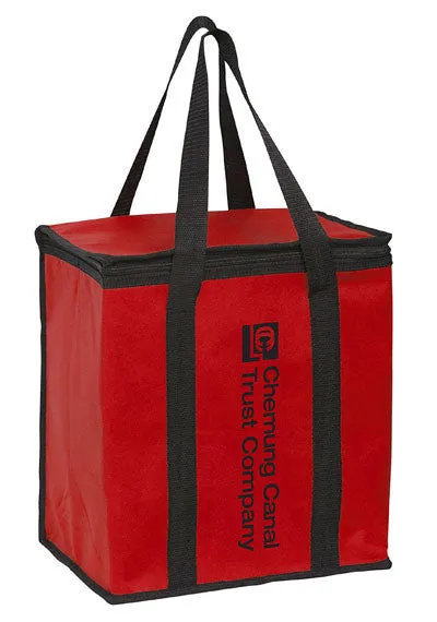 Wholesale Insulated Non Woven Tote Bag with Square Zippered Top & Poly Board Insert - Y2KC1213