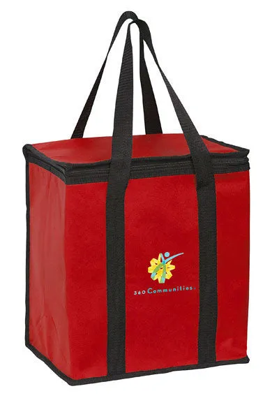 Wholesale Insulated Non Woven Tote Bag with Square Zippered Top & Poly Board Insert - Y2KC1213