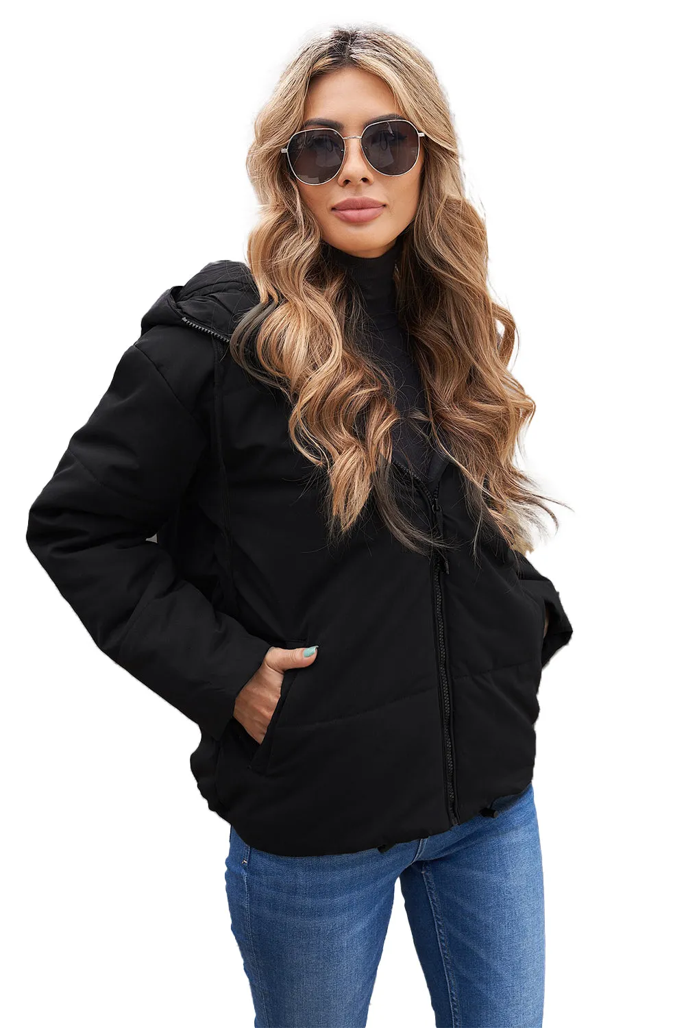 Winter Coats for Women Outdoor Zipper Hooded Coat Outwear with Pockets