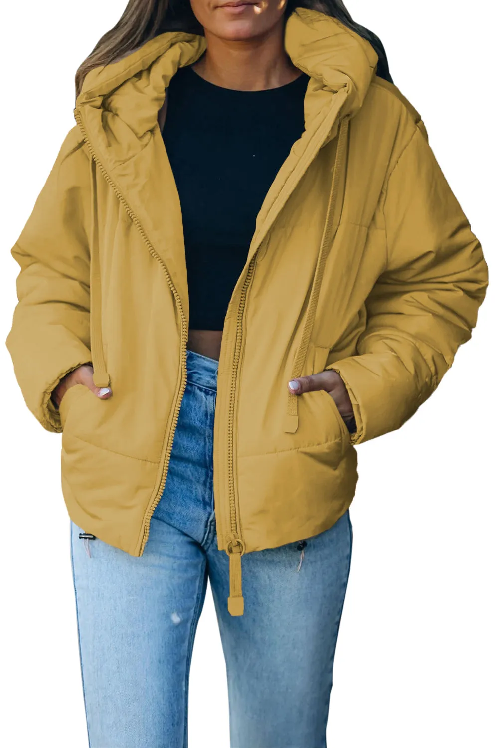 Winter Coats for Women Outdoor Zipper Hooded Coat Outwear with Pockets