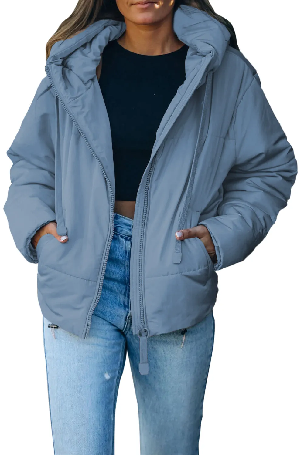 Winter Coats for Women Outdoor Zipper Hooded Coat Outwear with Pockets