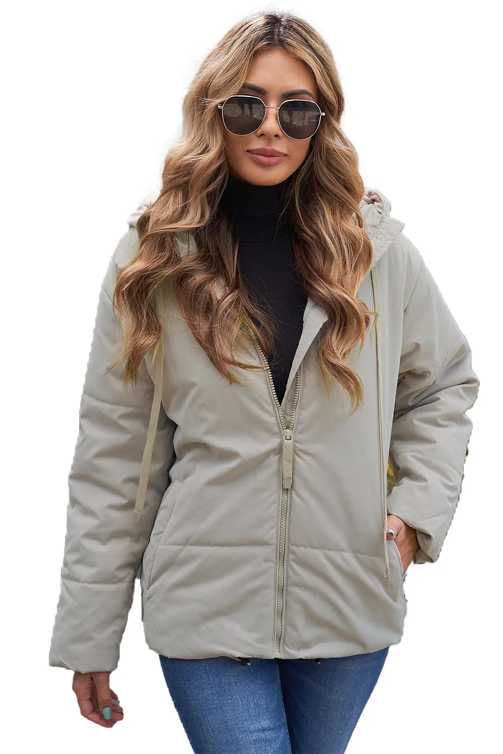 Winter Coats for Women Outdoor Zipper Hooded Coat Outwear with Pockets