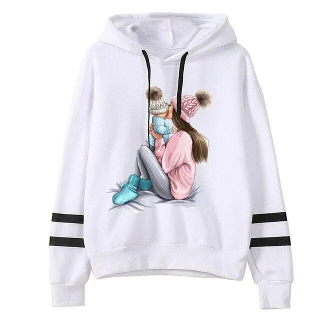 Women MOM Baby print Hoodies Thanksgiving Print Long Sleeve Sweatshirt Hooded Pullover Tops New 2019 Autumn Winter Hooded