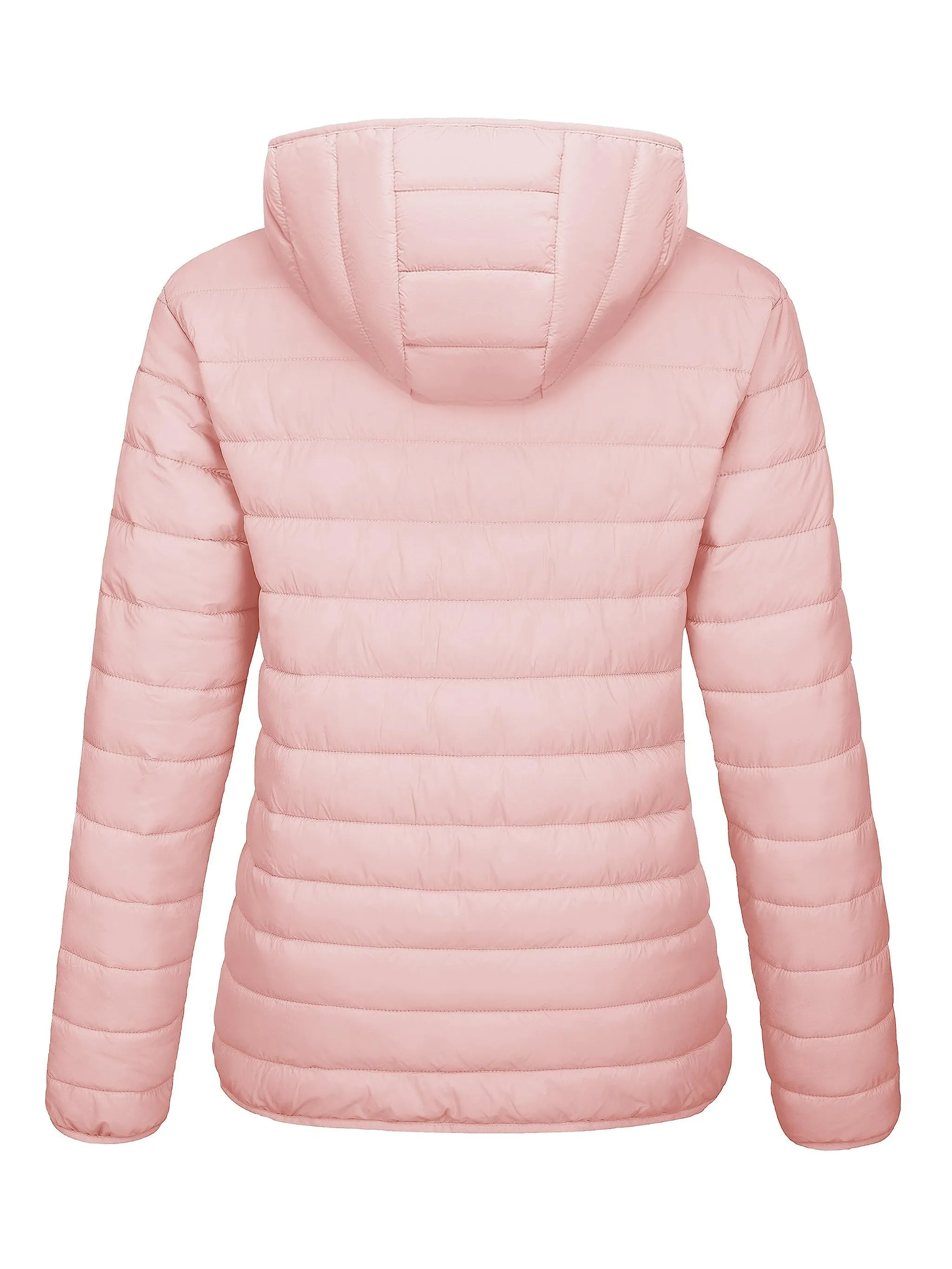 Women's Large Size Puffer Jacket Lightweight Soft Comfy Fall And Winter Warm Coat Full Zip Hooded Light Colors Jacket 2 Pocket Elastic Cuffs Daily Casual Wear Outdoor Activities Multi-occasion Fashion Casual Jacket