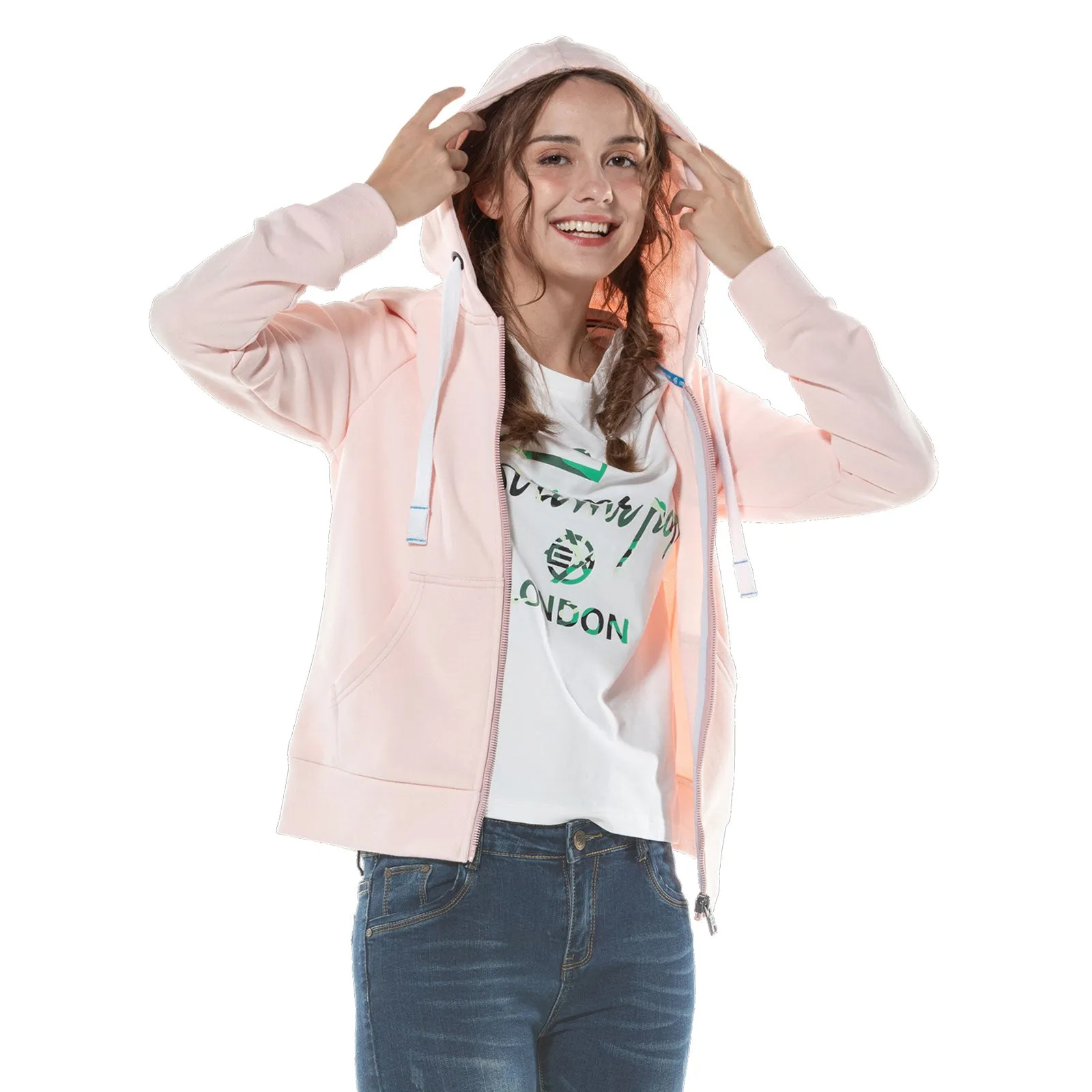 Womens Printed Zip-up Hoodie